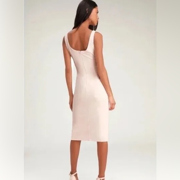Lulus take me out tonight Midi dress NWT size 14 side slit blush pink - Picture 2 of 10